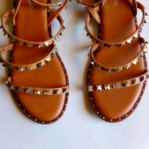Gladiator strappy  gold studded sandals